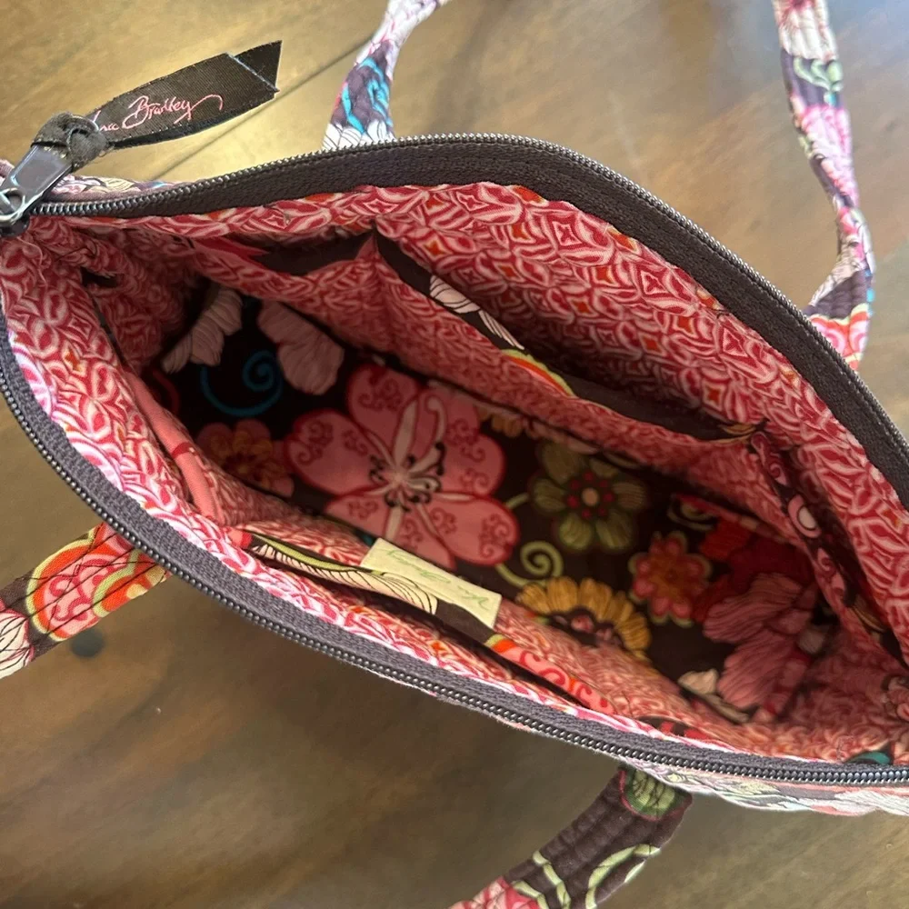 Vera Bradley Mod Floral Shoulder Bag in Brown and Pink - retired print - Picture 5 of 7